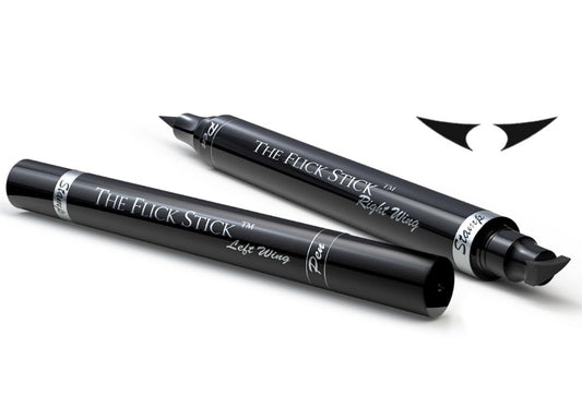 Winged Eyeliner Stamp, 2 x Black Liquid Eyeliner Pens, Easy Cat Eye Stencil Makeup Tool, SmudgeProof & Waterpoof Eye Liner, Vamp Wing, Wingliner (10mm Classic, Midnight Black)