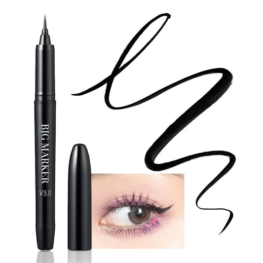 Witch's Pouch Eyeliner Liquid Liner Waterproof Thin Tip Tattoo Black Dark Brown Slim Long Lasting Satin Finish Smudge Free Korean Eye Makeup (01 Soft Black)