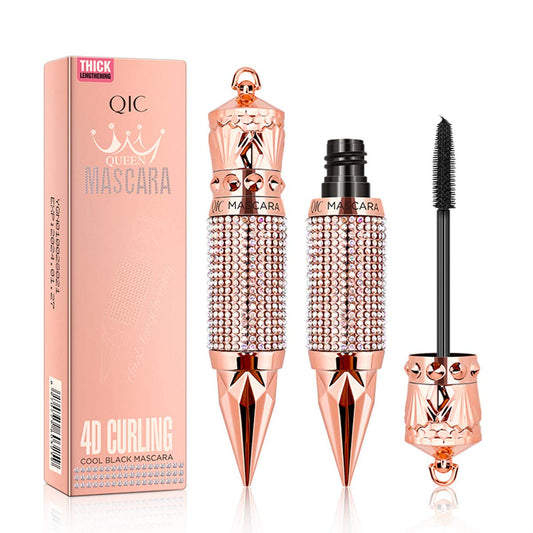 4D Curl Black Mascara Eyelash Waterproof Unique Design Golden Color with Diamond Top Christmas Gift for Beauty Lady
