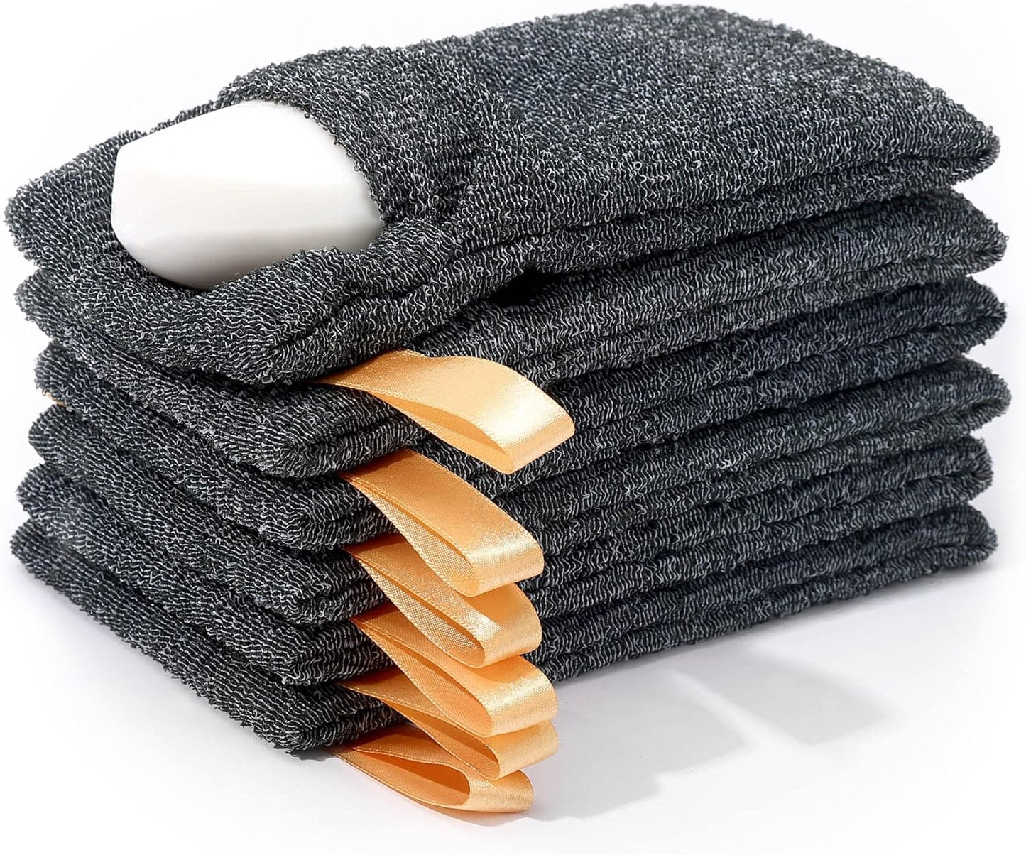 6-Pack Soap Pocket Exfoliating Soap Saver Pouch, Body Scrubber Rough Sponge Exfoliator for Bath or Shower, Gray Mesh Bar Soap Foam Lather Pouch