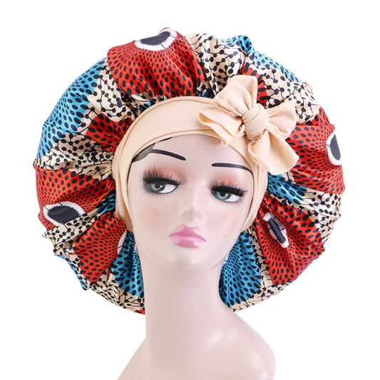 African Pattern Print Satin Bonnet